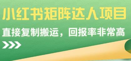 利用《小红书》的矩阵达人项目，实现高回报率的投资策略